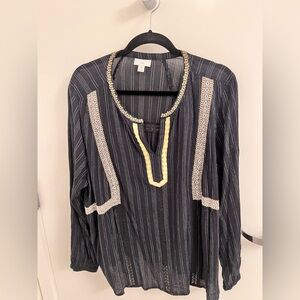J. Jill Black Tunic with Gold and Cream Stripes